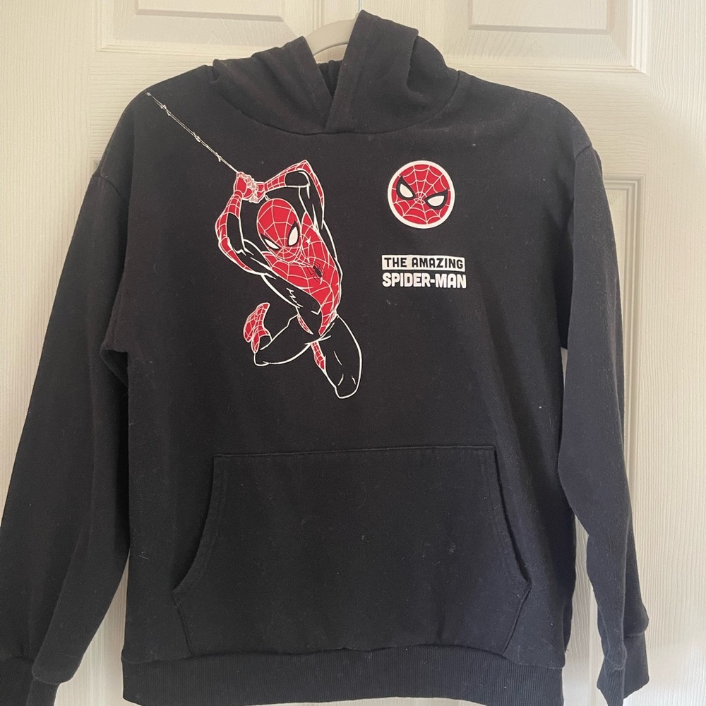Spiderman Black Hoodie with Red Graphic